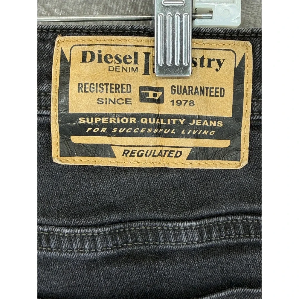 Diesel Industry Mens Charcoal Gray Straight Leg Button Fly Denim Jeans W34